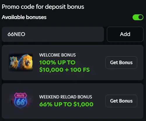 neospin deposit bonus